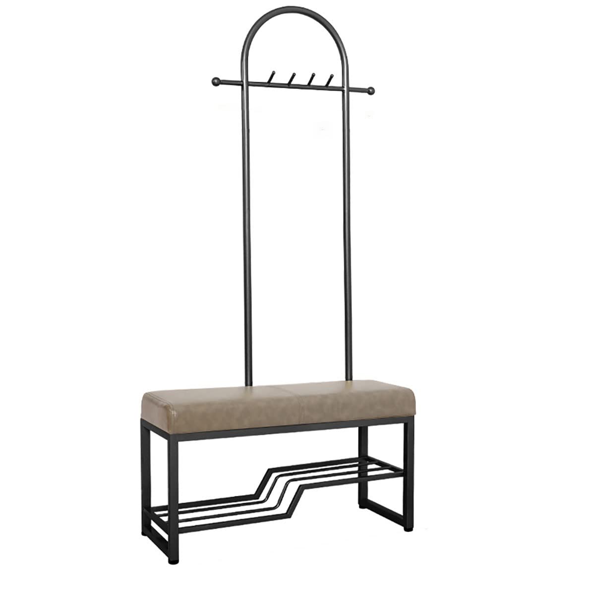 Exquisite Clothes Rail Rack Freestanding Garment Rack with 6 Hooks Coat Rack with Shoe Shelf Bench Hat Bag