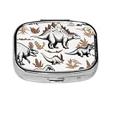 Portapillole a 2 scomparti Jurassic Dinosaurs Tablet Box con specchio piccolo organizer per pillole per borsa o tasca organizer per vitamine