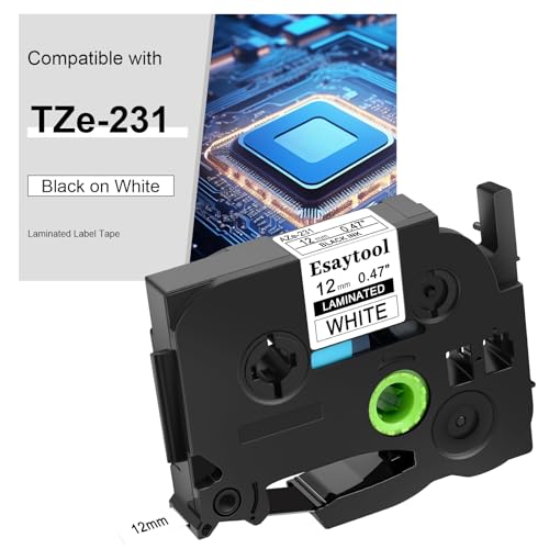 Esaytool �����p�p�b�N P-Touch TZe-231 TZe231 12mm 0.47�C���` ���n�ɔ��n�ɍ� ���~�l�[�g���x���e�[�v Ptouch PT-H110 PT-H100 PT-D210 PT-D200 PT-D600 PT-P710BT
