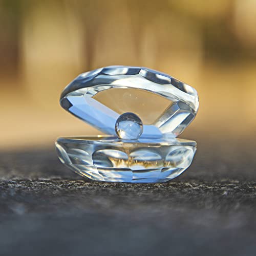 H&D HYALINE & DORA Handmade Clear Crystal Shell Ornament, Glass Collectibles Home Wedding Decorative Gifts for Mom,1.5inch