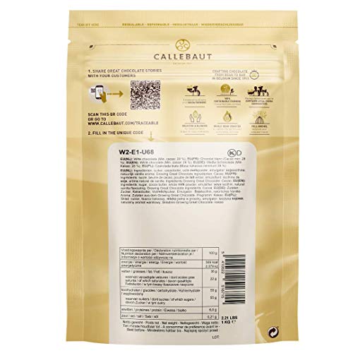 CALLEBAUT Weiße Schokolade, Kuvertüre,  Callets, 28% Kakao, 1kg - 2