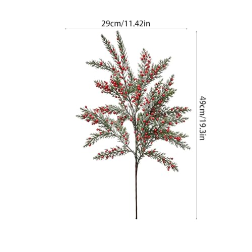 4 PCS Artificial Cedar Branches w/ Red Berries Christmas Picks and Sprays - image 3