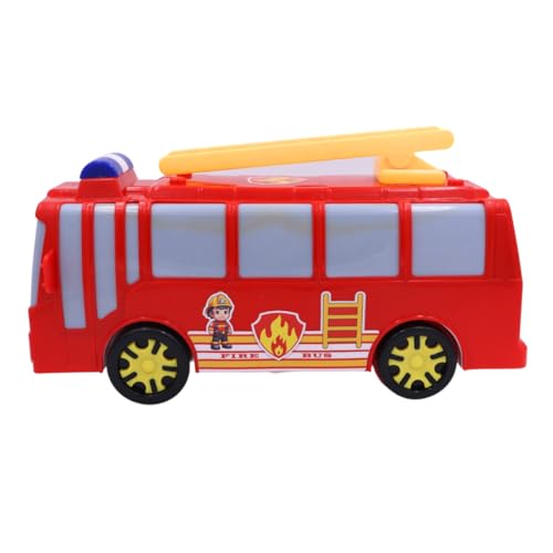Image of ToyBharat Fire Bus Friction Power Toy moves forward with simple friction power-no batteries needed! Bright and durable, it's perfect for kids ages 1 to 6 who love vehicles and active imaginative play.