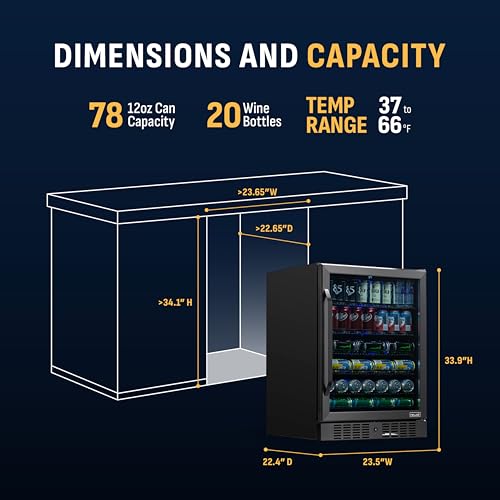 Image of NewAir Beverage Refrigerator with Glass Door | 177 Can Mini Fridge for Bedroom, Dorm, Office, or Gaming Setup | Soda, Beer, and Wine Cooler | Black Stainless Steel