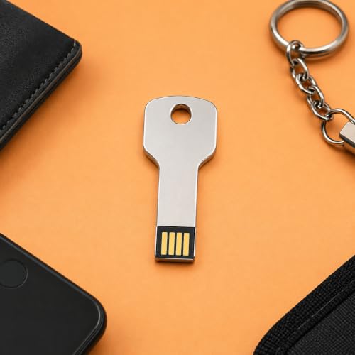 Image of Otario 64GB Key Shape USB Pendrive | Metal Keychain Flash Drive | Portable & Reliable Storage for Laptop, PC, Mobile, Tablet, Car Audio & Music