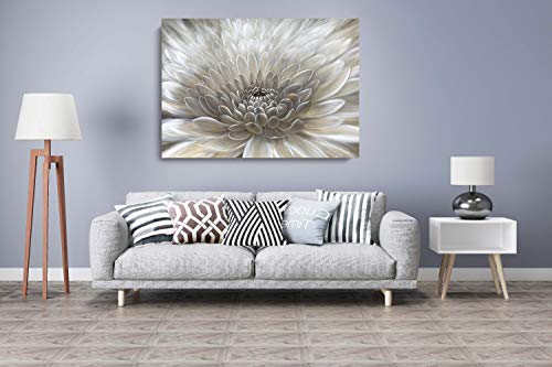 Image of Yihui Arts Wall Art Botanical Pictures White Flowers Oil Painting Floral Artwork on Wrapped Canvas for Living Room Decoration