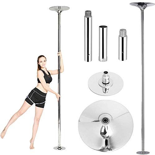 TINE 45Mm Silver Pole Dance Spin Pole Removable Home Fitness Exercise Training Pole Dancing Pole Kit for Home,Exercise Club Party