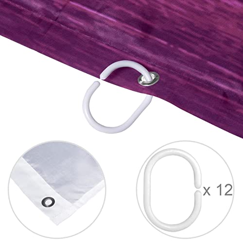 Rideau de douche 152 x 183 cm imperméable lavable avec 12 crochets pour baignoire et douche
