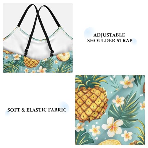 senya Girls Swimsuits One-Piece Swimwear Tie Bathing Suit Beach Summer Round Neck 5-6T Blue Pineapples Tropical Leaves3