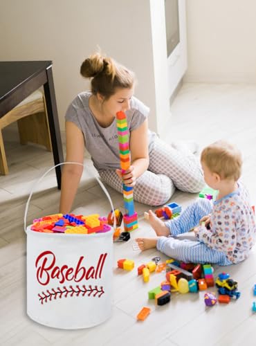 Image of Baseball Kids Storage Basket Baby Gift Basket Rectangular Cute Toy Storage Bin Box Organizer Book Shelf Basket Dinosaur Room Decor