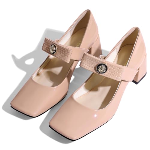 Womens Mary Jane Shoes Pumps Low Heels Closed Squera Toe Chunky Comfortable Dress Shoes Bow Tie Wedding Bride4