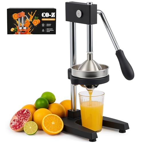 CO-Z Exprimidor Manual de Frutas Exprimidor Profesional de Acero Inoxidable para Limones, Naranjas, Pomelos, Granadas, Verduras y Otras Negro