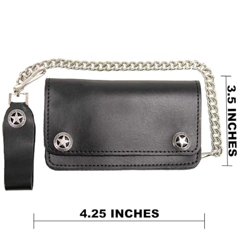 Milwaukee Leather MLW7824 Men's 6.25" Western Star Black Bi-Fold Leather Biker Wallet w/Anti-Theft Stainless Steel Chain - 6.25 Inch3