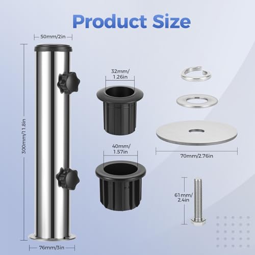 Soporte Sombrilla de Acero Inoxidable de Alta Resistencia con Adaptadores de PVC 3