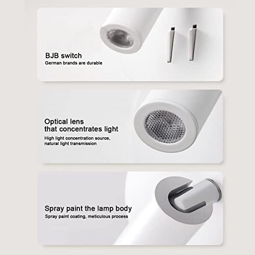 Image of Modern Wall Mount Light Focused Bed Bedside Reading Wall Lamp with Switch LED Wall Sconce Rotatable Headboard Lights Indoor Spotlight Adjustable for Living Room,Bedroom 3+7W 3000K White