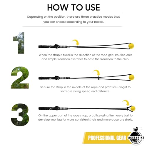 ACESTRIKE Golf Swing Training Aid, Golf Swing Pracice Rope, Rope Trainer Equipment Improve Swing Speed Lagging Rhythm, Golf Warm-Up Exercise for Strength and Training Arm for Golf Beginner - Thumbnail 6