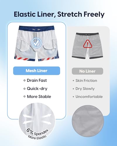 Image of maamgic Mens Swim Trunks 5 Inch with Mesh Lining, Quick Dry Mens Bathing Suit, Swim Shorts for Swimming and Beach
