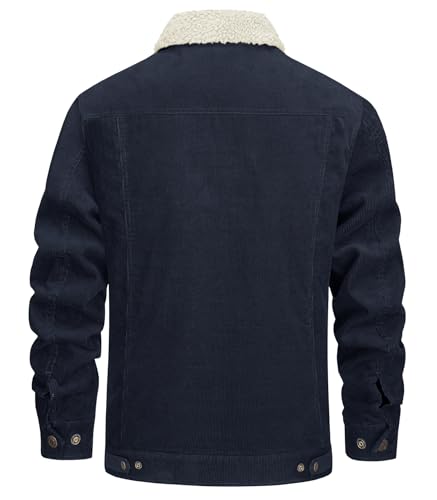 EKLENTSON Herren Thermo Fleecejacke Winddicht Motorrad Jacke Warme Truckerjacke Herbst Outdoorjacke (L, Navy)