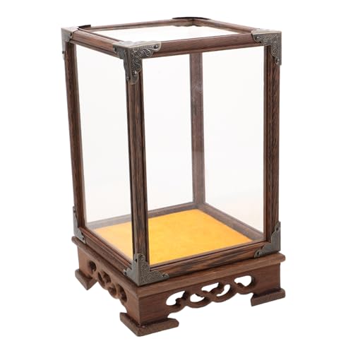 SOLUSTRE Clear Glass Display Box Buddha Statue Model Holder Protective Storage Case Desktop Display Rack for Artware and Collectibles