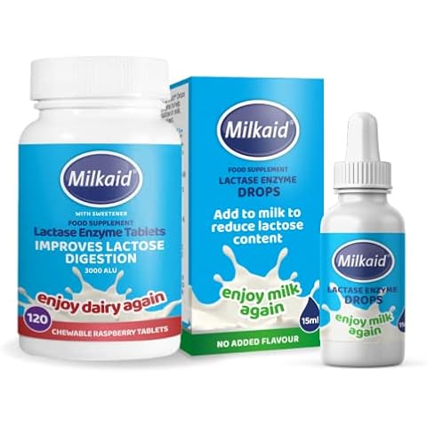Colief Lactase Enzyme Chewable Tablets & Drops Bundle | for Lactose Intolerance Relief Digestive Supplement | Gluten Free Vegan | 120 15ml, Clear Cover
