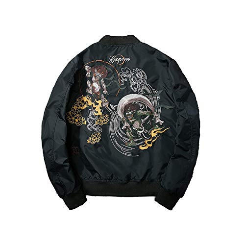 Embroidery Dragon Pattern Baseball Bomber Jacket Coat Tops Blouse Outerwear