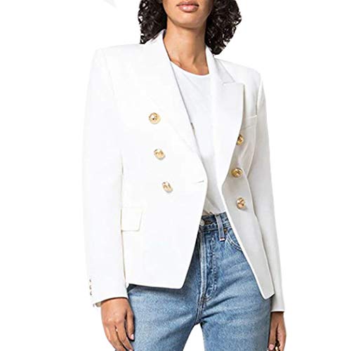 Womens Double Breasted Military Style Blazer Ladies Coat Jacket Work Office