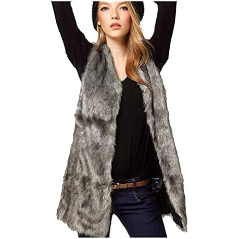 Weste Damen Lang Winter Cardigan Weste Frauen Wolle Mischungen Nachahmung Pelzmantel Weste Vest KöRper Warmen Mantel Weste Outwear Kunstfell Langes äRmelloses Top Jacke Cover