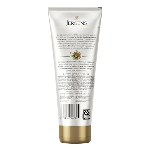 Jergens Sandalwood Body Butter Lotion, Moisturizer Infused with Sandalwood Essential Oil, For All Skin Types, 7 Oz