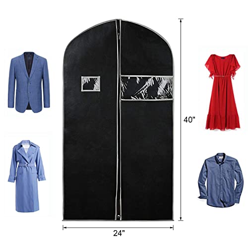 WANGCL 4 Stück 101,6 cm Kleiderschutztaschen mit transparentem Fenster, Vlies-Manteltaschen für Kleiderschrank und Reisen, staubdichte Kleidung, Jackenabdeckungen