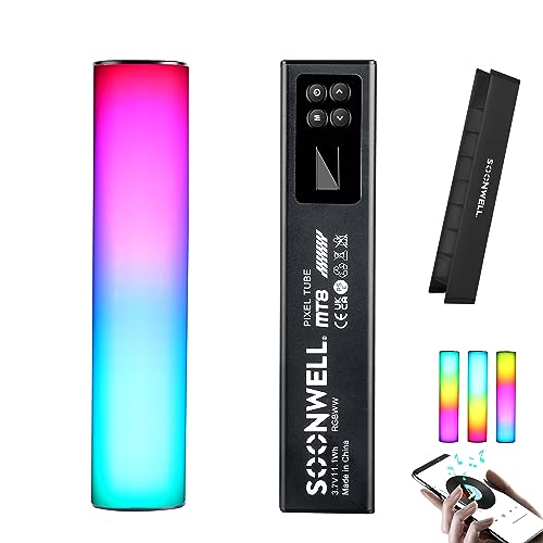 SOONWELL MT8 LED�r�f�I���C�g�X�e�B�b�N RGBWW �~�j LED �`���[�u ���C�g �����\ 2600K�`6000K CRI96+ �t���J���[ ����3000mAh�o�b�e���[ 20���C�g�V�[�� �ʐ^�B�e/YouTube/Tiktok/�r�f�I�B
