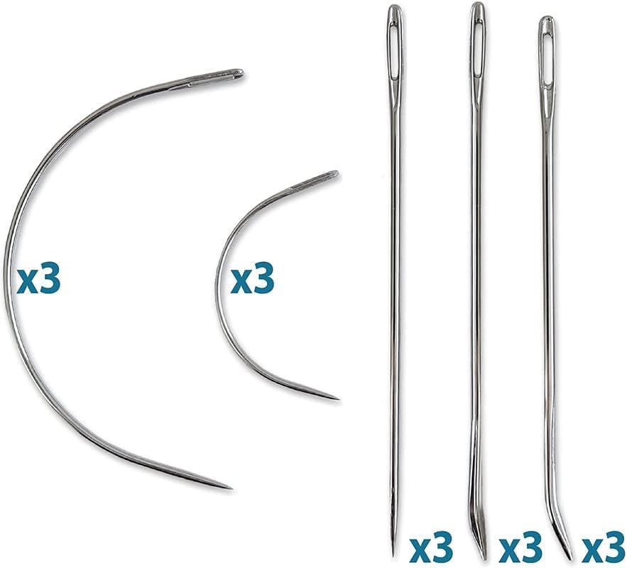 Miniatura 3 de Juego de agujas de coser a mano resistentes, 15 agujas para tapicería, cuero, reparación de lona de alfombra