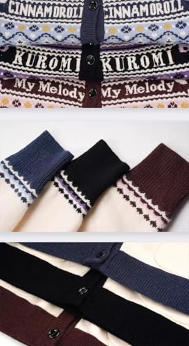 Image of Kawaii Cartoon Cardigan Sweaters for Women Girls Long Sleeve Open Front Knit Cardigans Plaid JK School Uniform