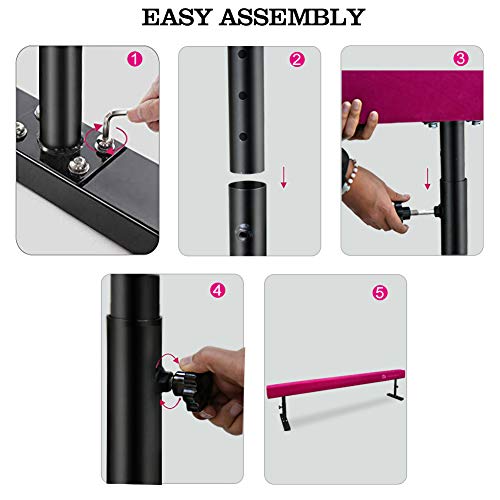 JC-ATHLETICS Adjustable Balance Beam Gymnastic Practice Training Equipment for Kids Children Home Floor Use,8 Feet Long