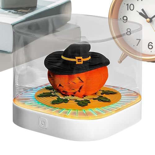 Calendrier 3D Bureau 2026 illuminé LED avec bloc-notes détachable motif citrouille pour maison