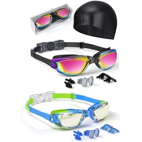 Hurdilen Swim Goggles for Kids Toddlers 3-14 with Swim Cap, Nose Clip, Nose Bridge, Ear Plugs Cover
