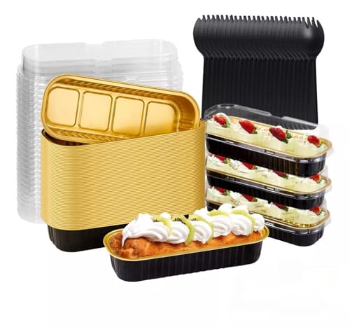 Consejos para Comprar L molde los mejores 5. 43 TOPTHEROAD 100Pcs Moldes para Hornear, MIni Moldes de Aluminio con Cucharas y Tapas Ideal para Pan, Pastel, Brownies Hornear