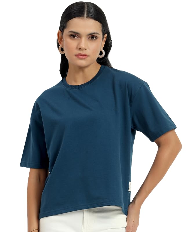 Image of Sleepynuts Women Oversized T-Shirt 220 GSM Heavyweight Cotton Rich Baggy Fit Drop Shoulder Round Neck Half Sleeve