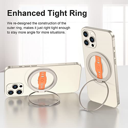 Ewa New Magone (2Nd Generation) Compatible With Magsafe Phone Grip Stand With Silicone Finger Strap, Removable Magnetic Ring Holder Kickstand Loop, Only For Iphone14, 13,12 Pro/Max/Plus (Champagne) #TOP3