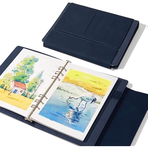 Lightwish Watercolor Sketchbook,100% Cotton Acid Free Watercolor Journal,300gsm/140lb Hot Press Watercolor Paper for Artists,Adults,Students,20 Sheets,9.25 * 6.3 Inches Cover