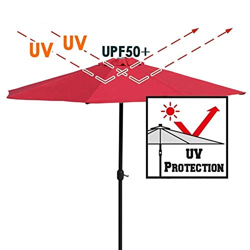 Parasol exterior 2.7M resistente al viento con inclinación y 8 varillas fuertes 3
