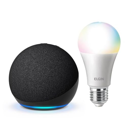 Echo Dot 5ª geração | O Echo Dot com o melhor som já lançado | Cor Preta + Lâmpada Elgin 10W