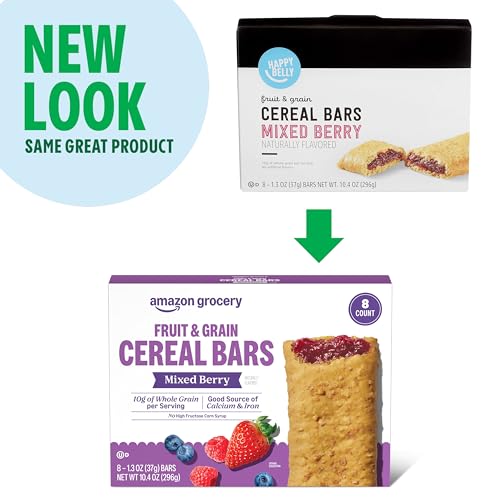 image for Amazon Grocery, Mixed Berry Fruit & Grain Cereal Bar, 1.3 Oz, 8 Ct (Pr