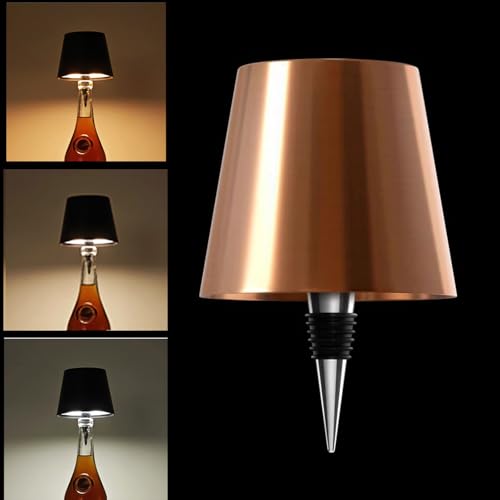 LED Wine Bottle Lamp - 2024 New Portable Wireless Bottle Lamps with 3 Color Changing, Rechargeable Touch Control Table Lamp, Cute Embed LED Night Light for Bedroom/Restaurant/Bar (Champagne)