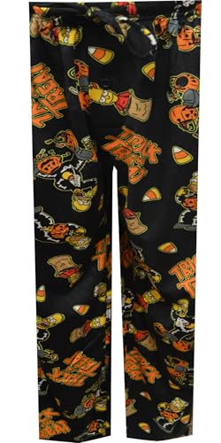 Briefly Stated Mens Homer Simpson and Bart Trick or Treat Silky Fleece Lounge Pants