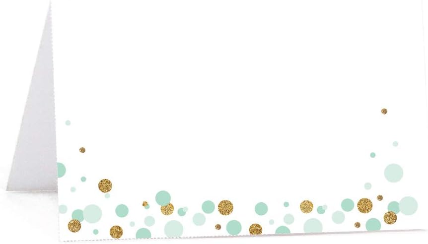 Andaz Press Mint Green Gold Glitter Boy Baby Shower Party Collection, Printable Table Tent Place Cards, 20-Pack, For Dessert Table Candy Buffet
