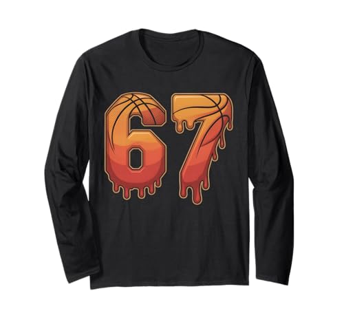 67 Basketball Gen Alpha Slang Kids Drip Six Seven Meme Gift Long Sleeve T-Shirt