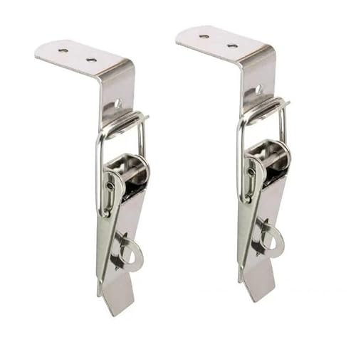 2PCSHook Lock Stainless Steel Spring Loaded Draw Toggle Latch Clamp Clip Silver Hasp(Nickled Plated,503 Hook)