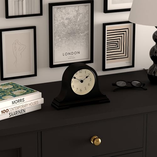 JONES CLOCKS® Speakeasy Small Mantel Clock | Classic Napoleon’s hat Design | Black | Contemporary Classic Style for Desk, Table, Shelf or Bedside - Image 4