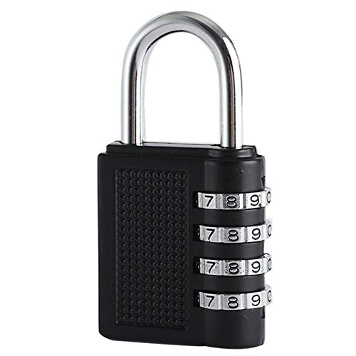 Cadenas à l'épreuve des intempéries de cadenas de sécurité à la maison de serrure à combinaison avec le cadran lisse à 4 chiffres pour l'école, gymnase, casier extérieur hangar - noir