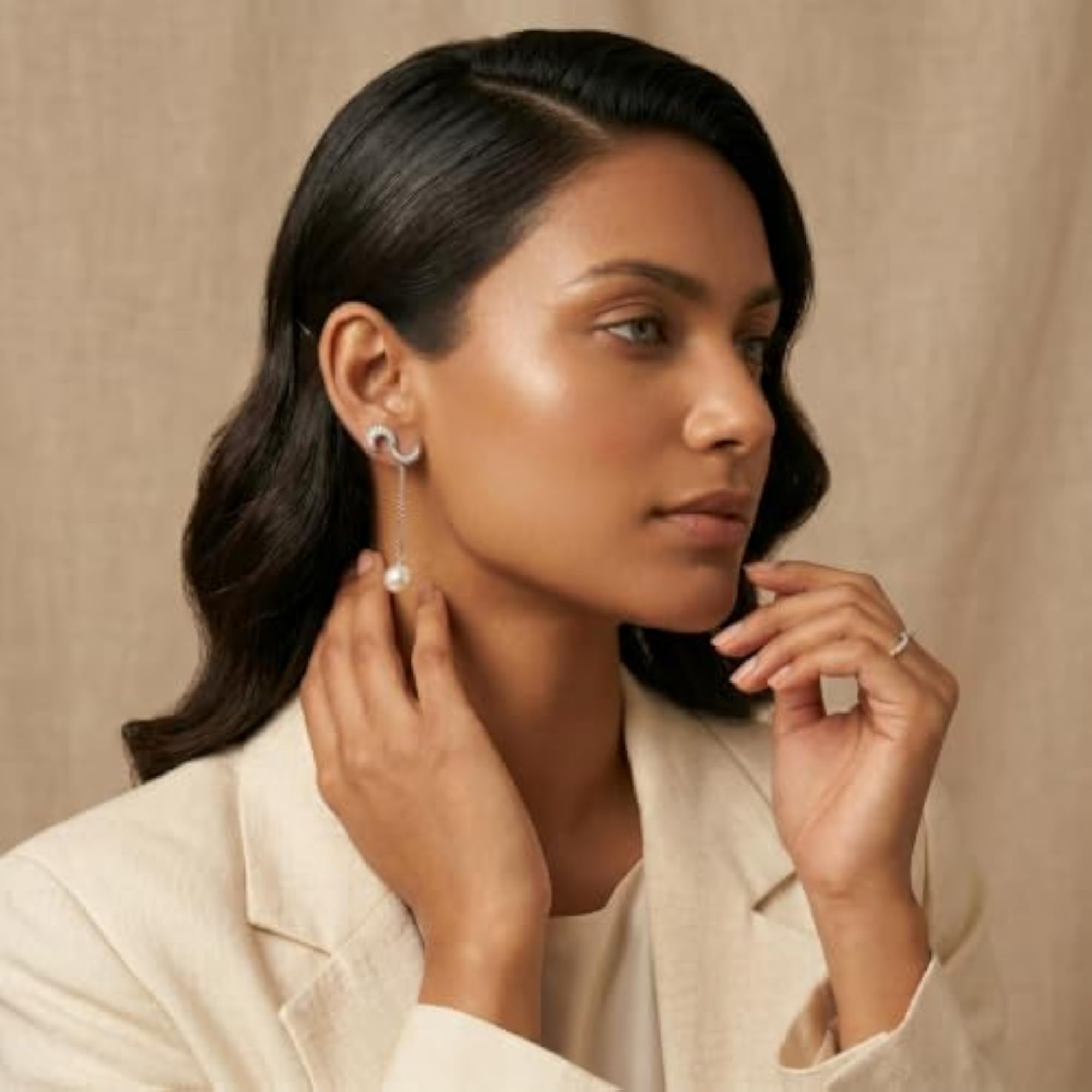 Women's 925 Sterling Silver Leaf Feather Drop Earrings